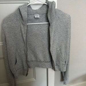 Aritzia TNA cropped waffle knit zip hoodie S